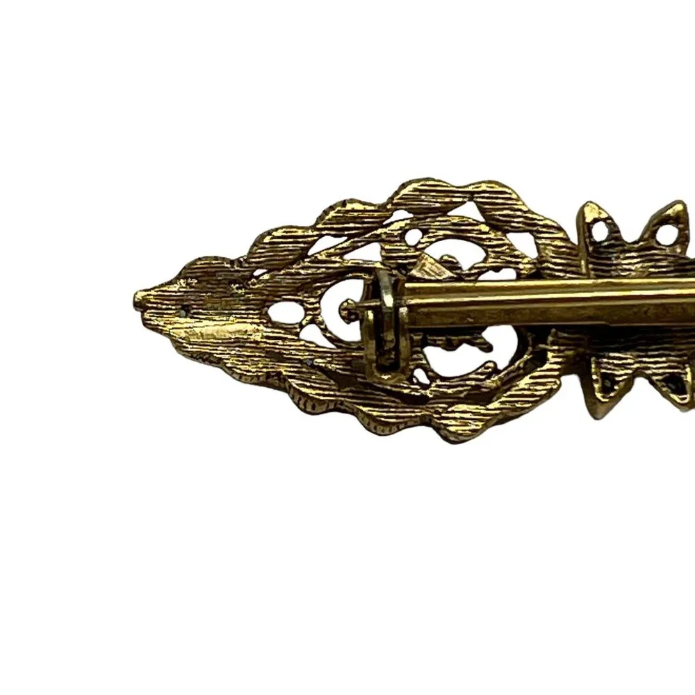 Flower Brooch‎ Braided Filigree Shiny Matte Vintage Bar Pin